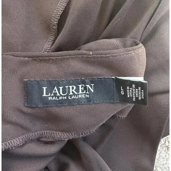 Lauren Ralph Lauren Black Label L Belted Stretch Jersey Wide Leg Jumpsuit Brown - Picture 8 of 9